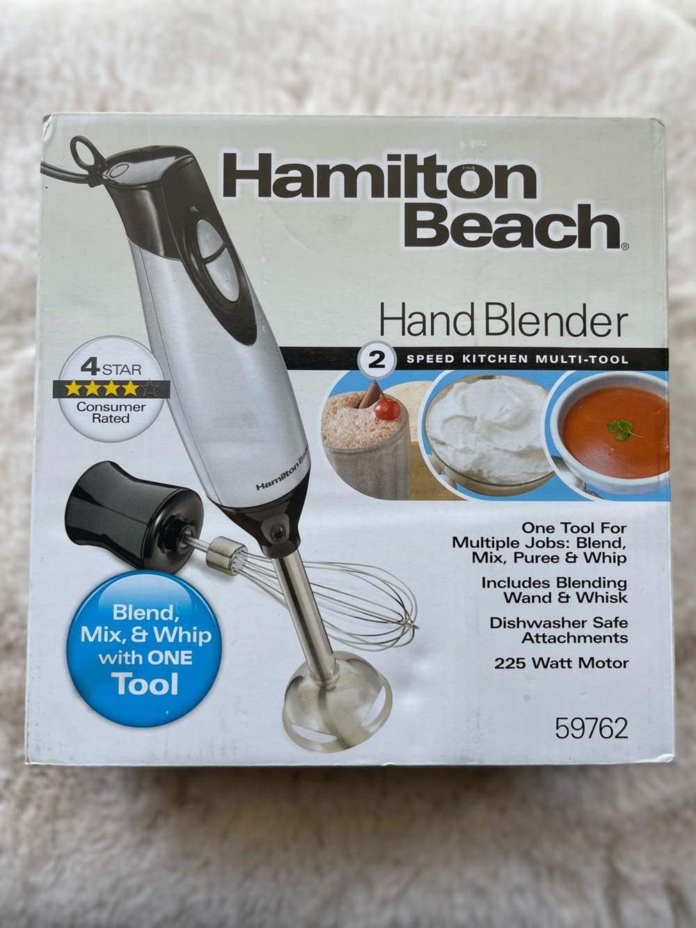 Hamilton Beach Silver and Black Immersion Hand Blender with Whisk Attachment